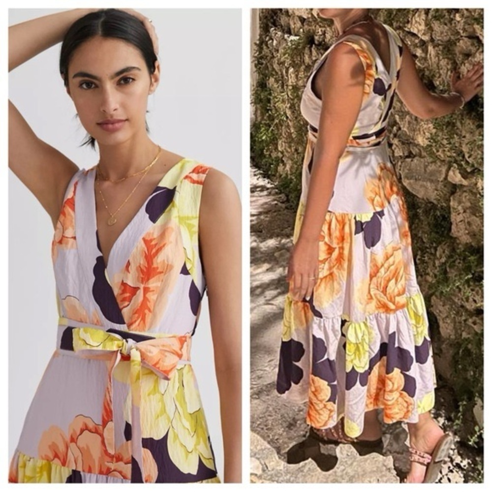 NWT Anthropologie Floral Wrap Maxi dress by Maeve - Picture 2 of 13